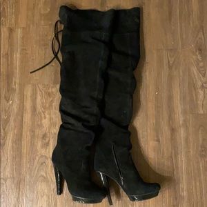 Black suede over the knee boots 🔥